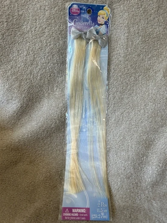 Cinderella Disney Clip-In Hair Blonde Extensions with Silver Bows-Brand New - Picture 6 of 7